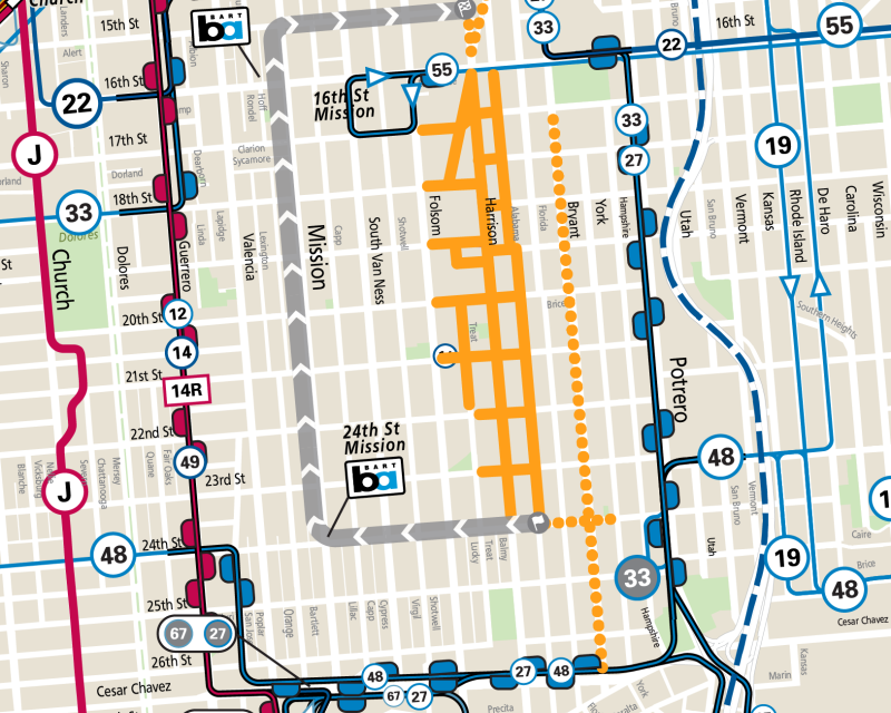 MUNI reroute map 2025