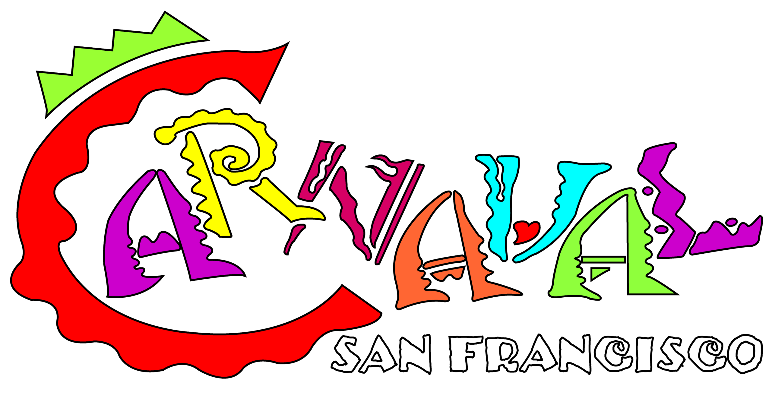 Carnaval San Francisco, transparent PNG for use on dark background